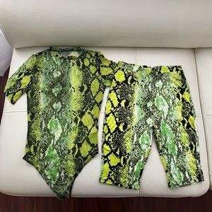 2 Piece Lime Green Snakeskin set